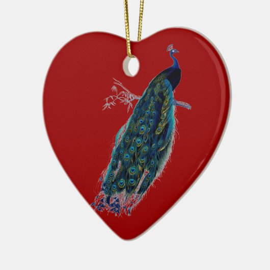  kerstversiering met rood hart keramisch ornament (Links)