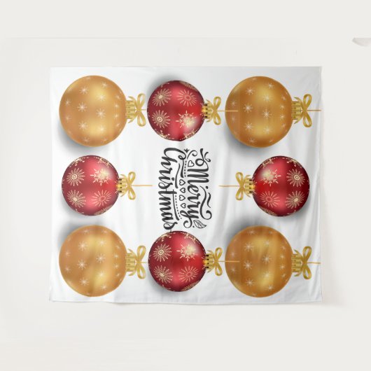 kerstversiering met rood kerstgoud wandkleed (Voorkant (horizontaal))