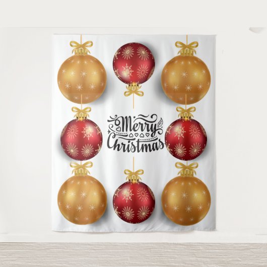 kerstversiering met rood kerstgoud wandkleed (Voorkant)