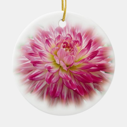  kerstversiering met roze Dahlia Keramisch Ornament (Voorkant)