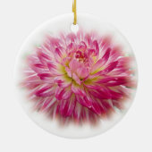  kerstversiering met roze Dahlia Keramisch Ornament (Achterkant)