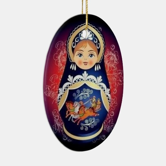 Kerstversiering met Russisch Doll Babushka Keramisch Ornament (Rechts)