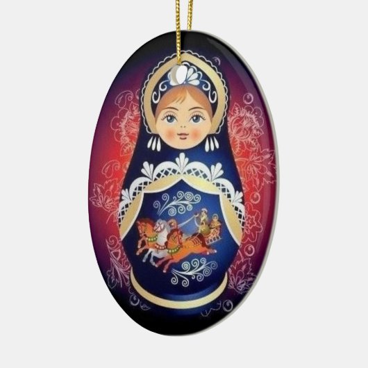Kerstversiering met Russisch Doll Babushka Keramisch Ornament (Links)