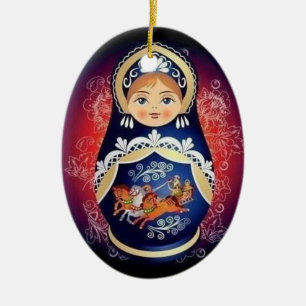Kerstversiering met Russisch Doll Babushka Keramisch Ornament