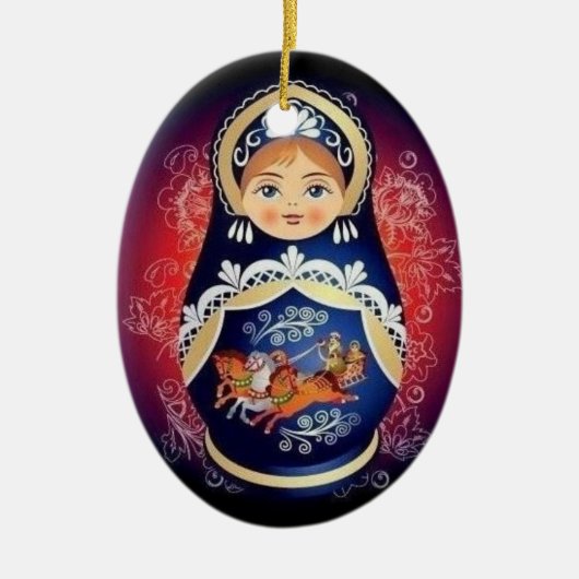Kerstversiering met Russisch Doll Babushka Keramisch Ornament (Voorkant)