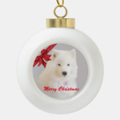 kerstversiering met Samoyed; keramische bal Keramische Bal Ornament (Voorkant)