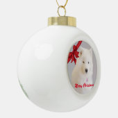 kerstversiering met Samoyed; keramische bal Ornament (Links)