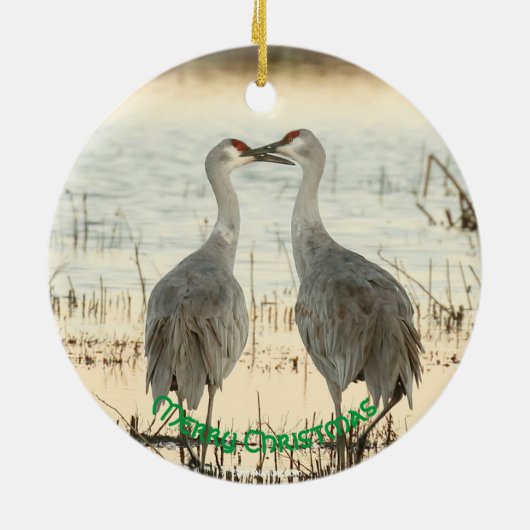 kerstversiering met Sandhill Cranes Keramisch Ornament (Achterkant)