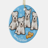 kerstversiering met schattig puppies design keramisch ornament (Rechts)