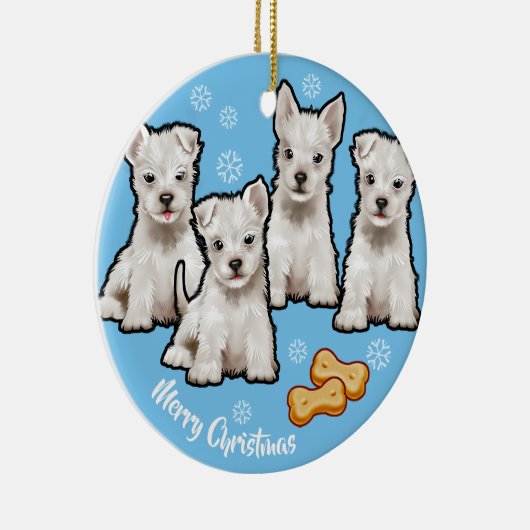 kerstversiering met schattig puppies design keramisch ornament (Rechts)