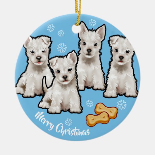 kerstversiering met schattig puppies design keramisch ornament (Voorkant)