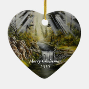 kerstversiering met schilderij keramisch ornament