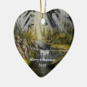 kerstversiering met schilderij keramisch ornament (Links)