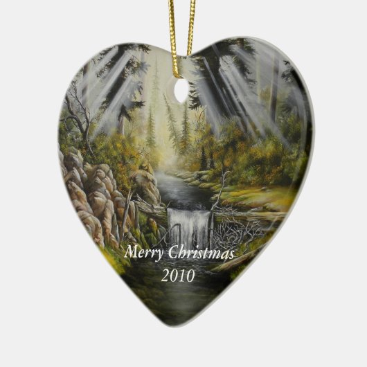 kerstversiering met schilderij keramisch ornament (Links)