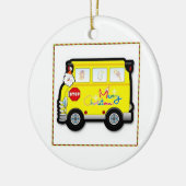 Kerstversiering met schoolbuschauffeur keramisch ornament (Links)