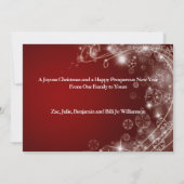 Kerstversiering met sneeuwcirkels op rood feestdagenkaart (Achterkant)