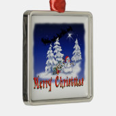 Kerstversiering met sneeuwpop metalen ornament (Rechts)