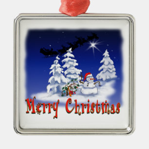 Kerstversiering met sneeuwpop metalen ornament