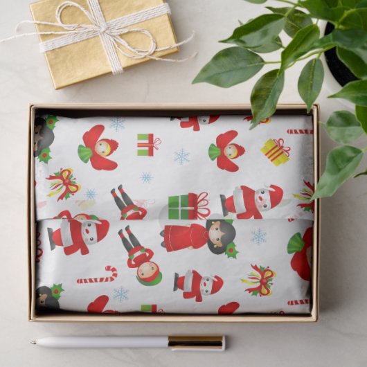 Kerstversiering met sneeuwpoppen, elven, engelen tissuepapier (Geschenk)