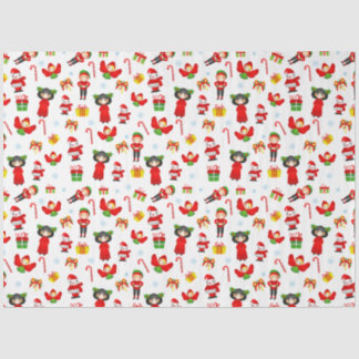 Kerstversiering met sneeuwpoppen, elven, engelen tissuepapier