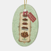 kerstversiering met snoep van chocolade-bonen keramisch ornament (Links)