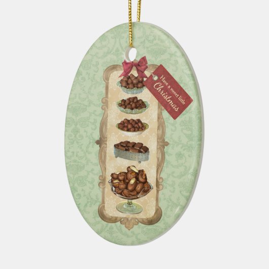kerstversiering met snoep van chocolade-bonen keramisch ornament (Links)