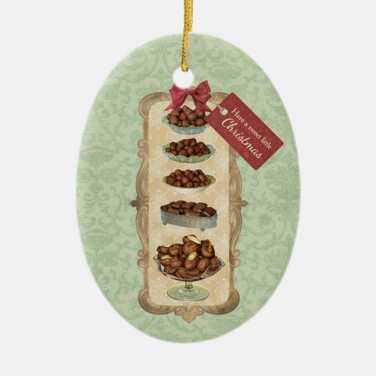 kerstversiering met snoep van chocolade-bonen keramisch ornament (Voorkant)