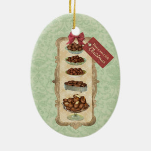 kerstversiering met snoep van chocolade-bonen keramisch ornament