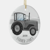 kerstversiering met speciale grijze Tractor Keramisch Ornament (Rechts)