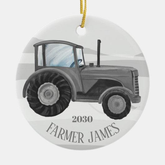 kerstversiering met speciale grijze Tractor Keramisch Ornament (Voorkant)