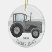 kerstversiering met speciale grijze Tractor Keramisch Ornament (Links)