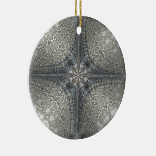 Kerstversiering met ster en nativiteit keramisch ornament (Rechts)