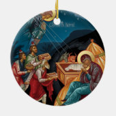 Kerstversiering met ster en nativiteit keramisch ornament (Achterkant)