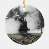 Kerstversiering met stoommotor keramisch ornament (Achterkant)