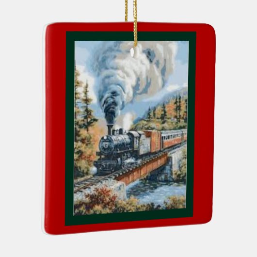 Kerstversiering met stuurmachinetrain keramisch ornament (Rechts)