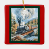 Kerstversiering met stuurmachinetrain keramisch ornament (Voorkant)