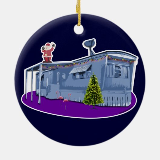 Kerstversiering met trailer Trash Keramisch Ornament (Achterkant)