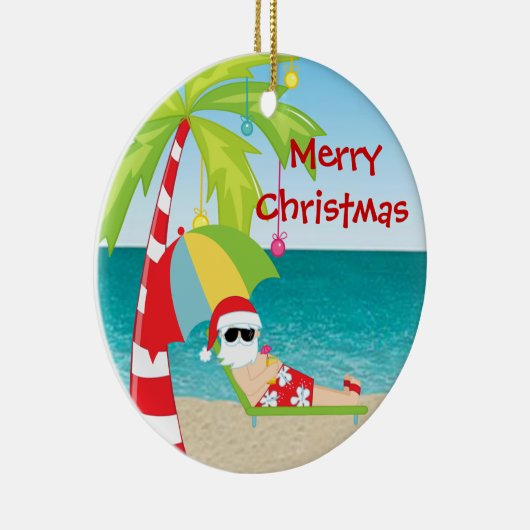 kerstversiering met tropische bekerpalm keramisch ornament (Rechts)