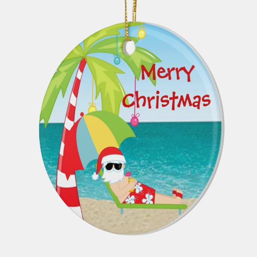 kerstversiering met tropische bekerpalm keramisch ornament (Links)