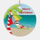 kerstversiering met tropische bekerpalm keramisch ornament (Achterkant)