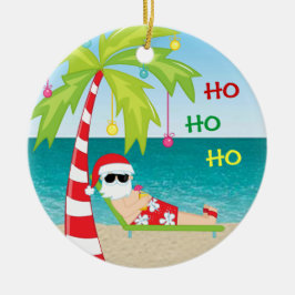 kerstversiering met tropische bekerpalm keramisch ornament