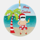 kerstversiering met tropische bekerpalm keramisch ornament (Achterkant)