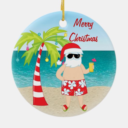 kerstversiering met tropische bekerpalm keramisch ornament (Achterkant)