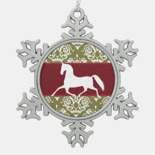 kerstversiering met trotatiepaard tin sneeuwvlok ornament