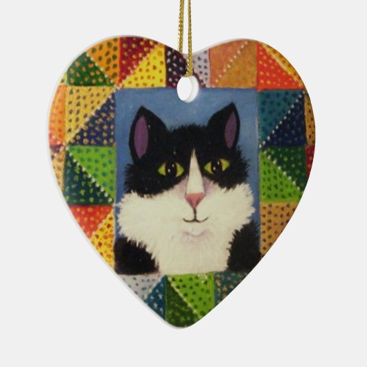 Kerstversiering met Tuxedo Cat Keramisch Ornament (Rechts)