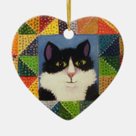 Kerstversiering met Tuxedo Cat Keramisch Ornament