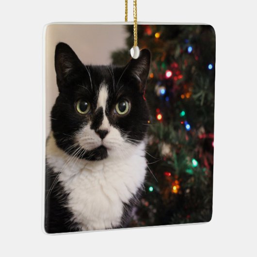 Kerstversiering met Tuxedo Cat Keramisch Ornament (Rechts)