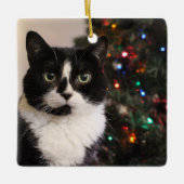 Kerstversiering met Tuxedo Cat Keramisch Ornament (Voorkant)
