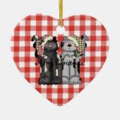 Kerstversiering met twee katten keramisch ornament (Voorkant)