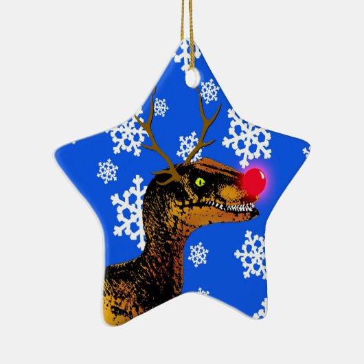 kerstversiering met velociraptor - Star Shape Keramisch Ornament (Rechts)
